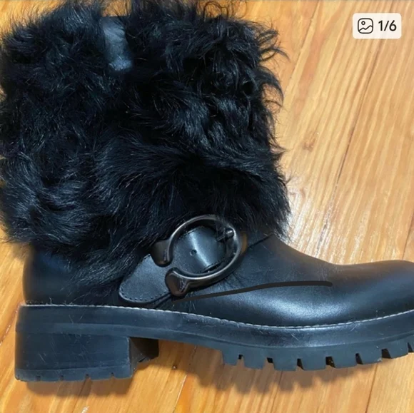 Coach Black Fur Trimmed Women's Boots - Picture 2 of 5